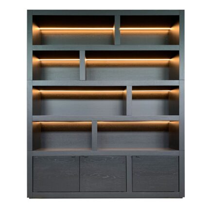 Biblioteca lemn masiv model SQR 11 cu dimensiunea 200 x 40 x 240H cm