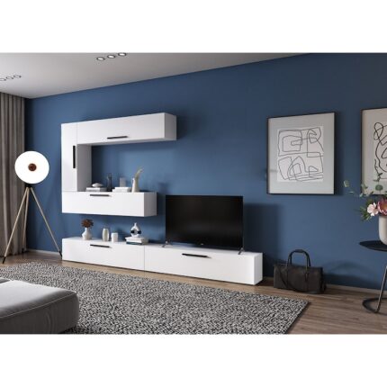 Living Pati 036 Mobila Sufragerie Alba 5 corpuri pal melaminat 16mm 276x26.7x185 cm