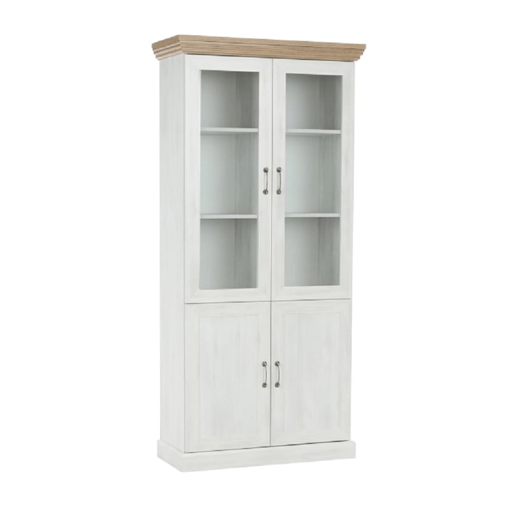 Vitrina pal alb pin nordic natur stejar salbatic Royal 87x39x187 cm