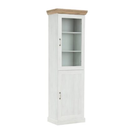 Vitrina pal alb pin nordic maro stejar salbatic Royal 57x39x187 cm