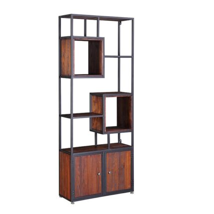 etajera RAKI din lemn si metal cu dulap 80x30x200cm