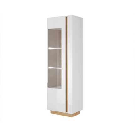 Vitrina pal alb natur stejar grandson alb lucios City 60x40x193.5 cm