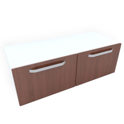 Comoda Armonia alba cu 2 sertare cu manere / front MDF Cedru 60 x 52 x 43 cm
