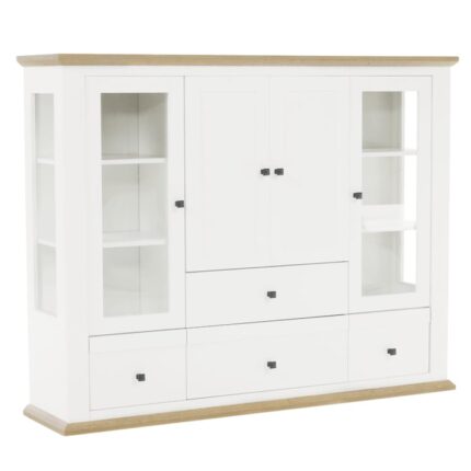 Vitrina mdf alb maro stejar grand Leon 165x40x130 cm