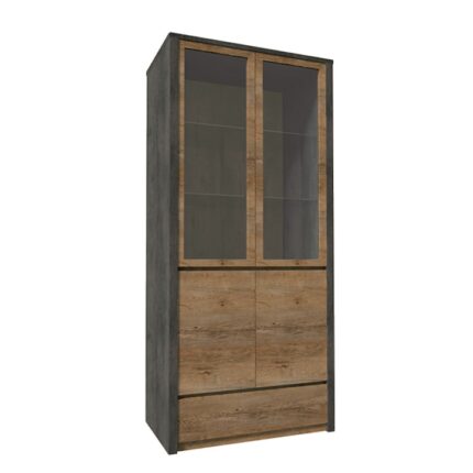 Vitrina pal maro stejar lefkas inchis gri Montana 90x43x197 cm