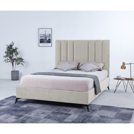 Pat Deja Vu 180x200 cm Tapitat Catifea Beige Somiera Inclusa Marketmob