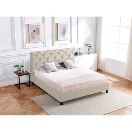 Pat Hypnotic 160x200 cm Tapitat Catifea Bej Somiera Inclusa Marketmob