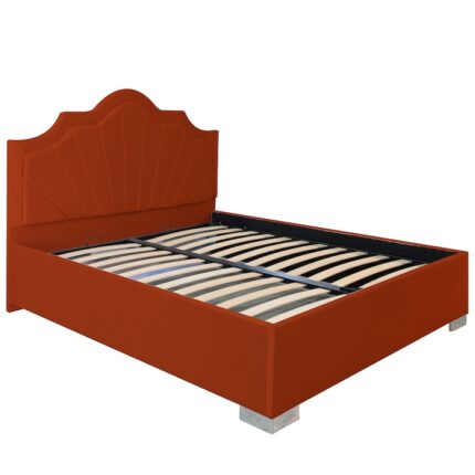 Pat dublu tapitat Colorado cu picioare 180/200 cm culoare caramiziu cu somiera metalica fixa