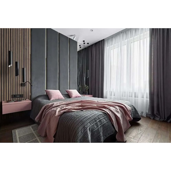 Pat cu placare perete Tetromino Vertical BIG Gold Line 160cm x 200cm Somiera fixa