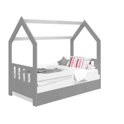 Pat copii tip casuta Cottage 160x80 gri D3C