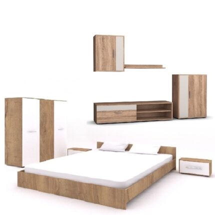 Dulap 3 usi Sonoma Alb 123x192x48 cm