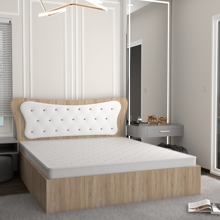 Pat Dante Sonoma cu Tapiterie Alba 160 cm x 200 cm