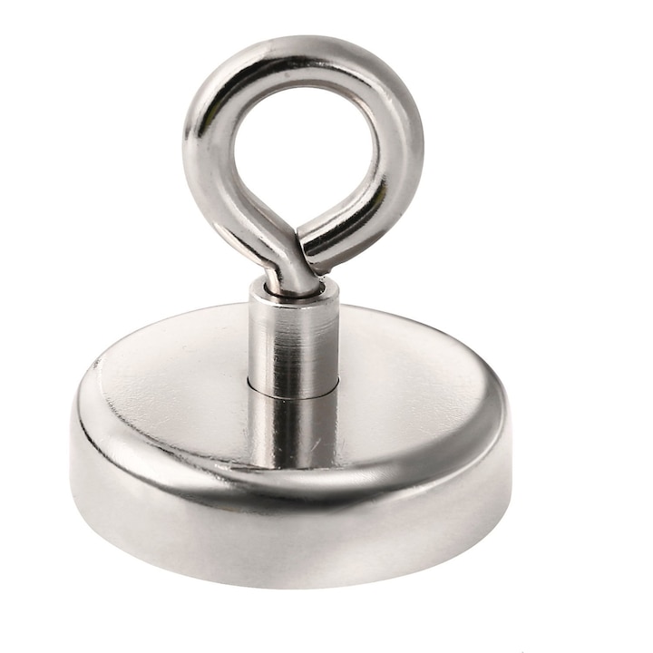 Magnet fishing neodym puternic D60 mm 120 KG carlig inelar ridicare gasire obiecte metalice fier pescuit