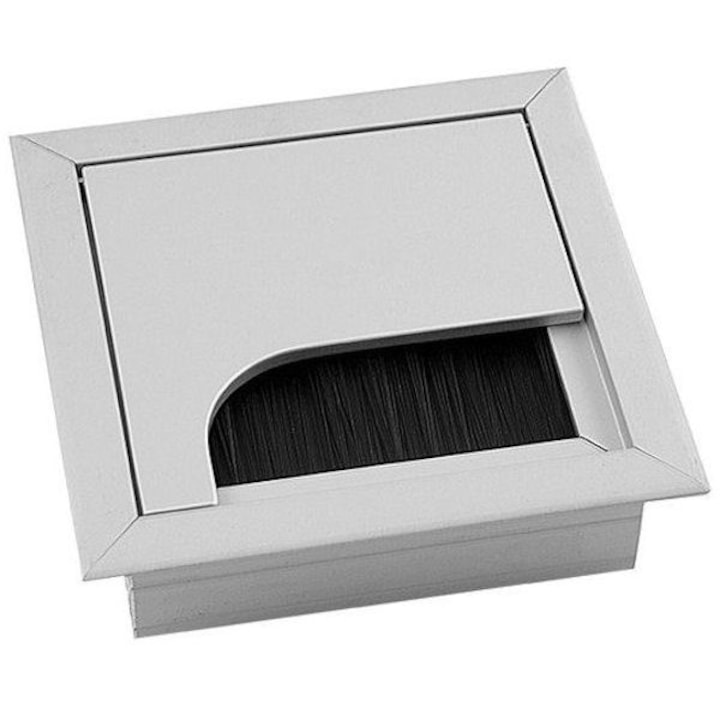 Trecere Cabluri cu Perie 80X80 Gri pentru Birou