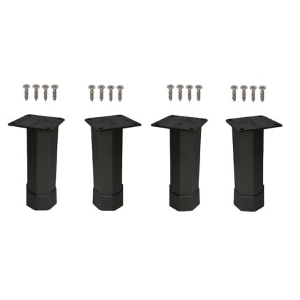 Set 4 picioare metalice negre octogonale reglabile pentru mobilier H80 D40