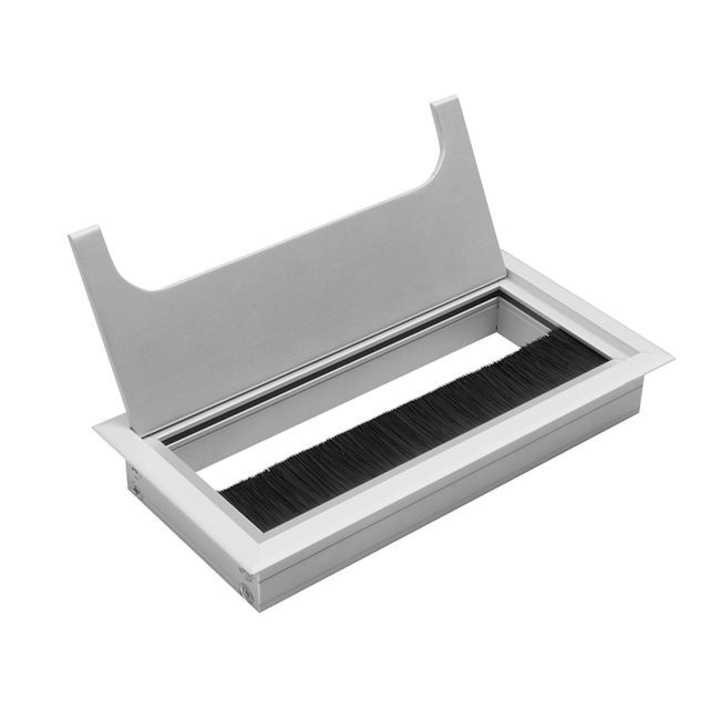 Trecere Cabluri cu Perie 80X160 Gri pentru Birou