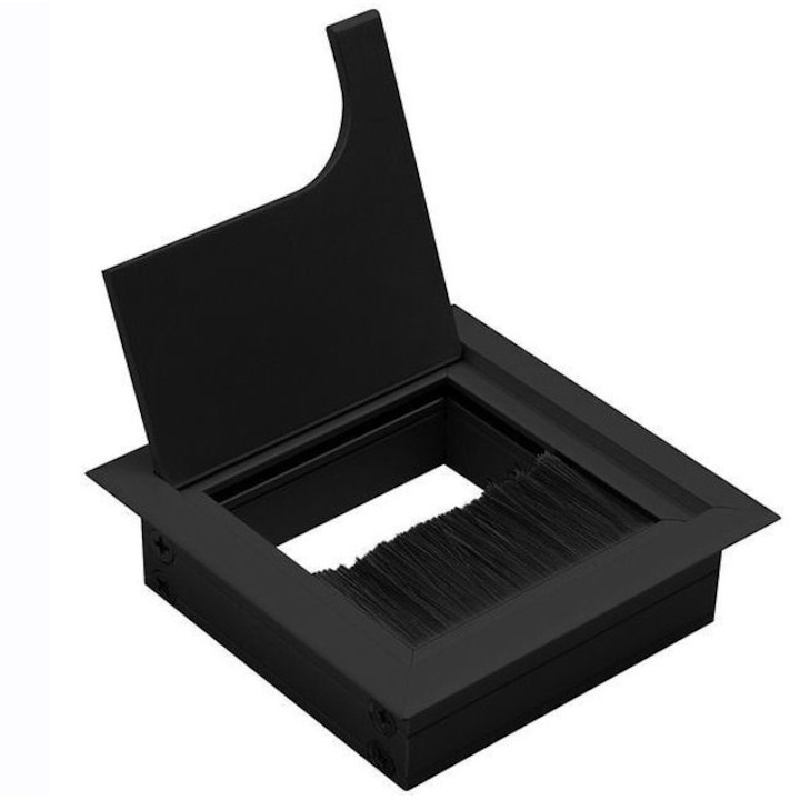 Trecere Cabluri cu Perie 80X80 Negru pentru Birou