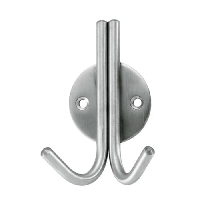 Agatatoare pentru haine STROXX cu baza de prindere rotunda si tije duble scurte de sustinere material inox mat