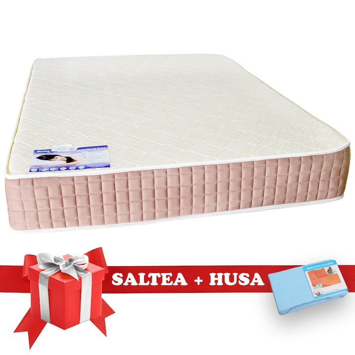 Set Saltea SuperOrtopedica Lux Saltex 140x200 cm + Husa cu elastic