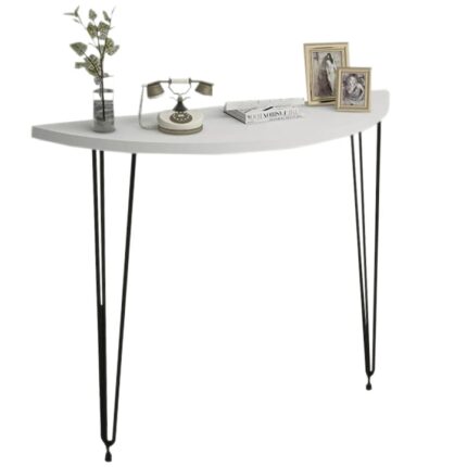 Consola oval alb-negru homs 80x18x85 cm 40047