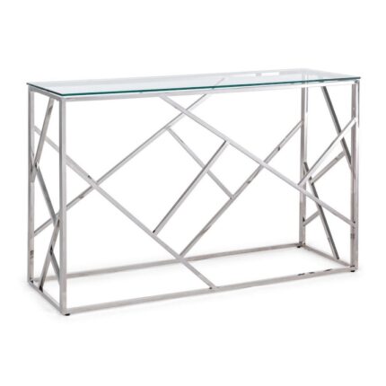 Consola din inox cu blat din sticla Rayan 120 cm x 40 cm x 78 h