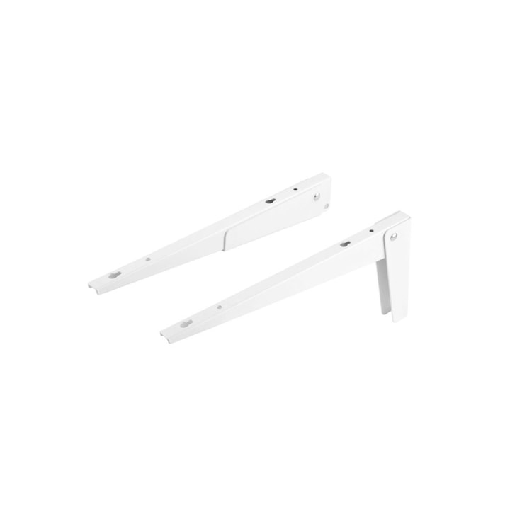 Set 2 console rabatabile h50x L300 mm din metal culoare alb