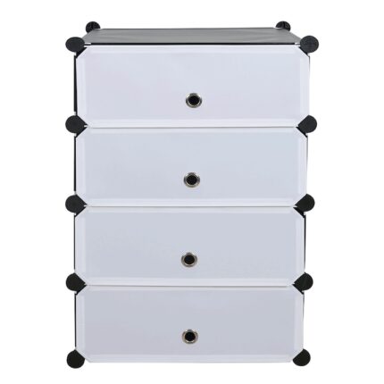 Organizator incaltaminte negru alb Poret 49x37x76 cm