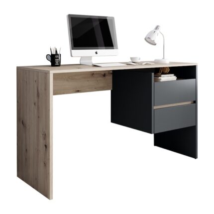 Masa PC cu spatiu de depozitare stejar artisan/grafit-antracit Bavy 125x75x51 cm