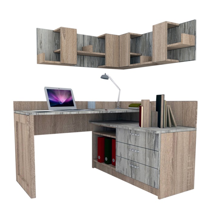 Ansamblu Birou Genarom Bob Stejar Sonoma / Decor K084