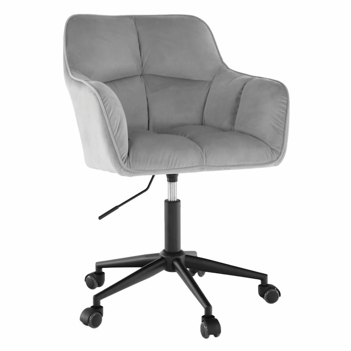 Fotoliu de birou rotativ material catifea velvet gri /metal 49x59x62-99 cm Bavy