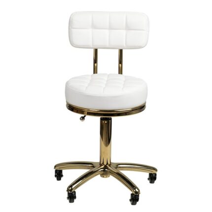 Scaun cosmetica auriu cu spatar alb 93X33