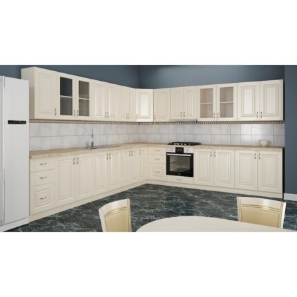 Set mobila bucatarie Roma Colt 2 MDF Crem 260 x (90x60 colt) x 260 cm