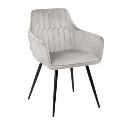Scaun ETIENNE din catifea gri deschis 56x61x86 cm HOMLA