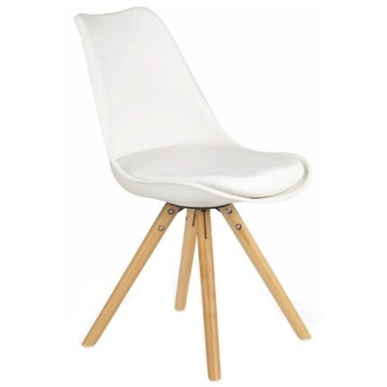 Scaun living tapitat piele ecologica AX Q301 alb