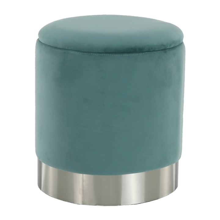 Taburet catifea verde menta crom argintiu Daron 40x40x45 cm