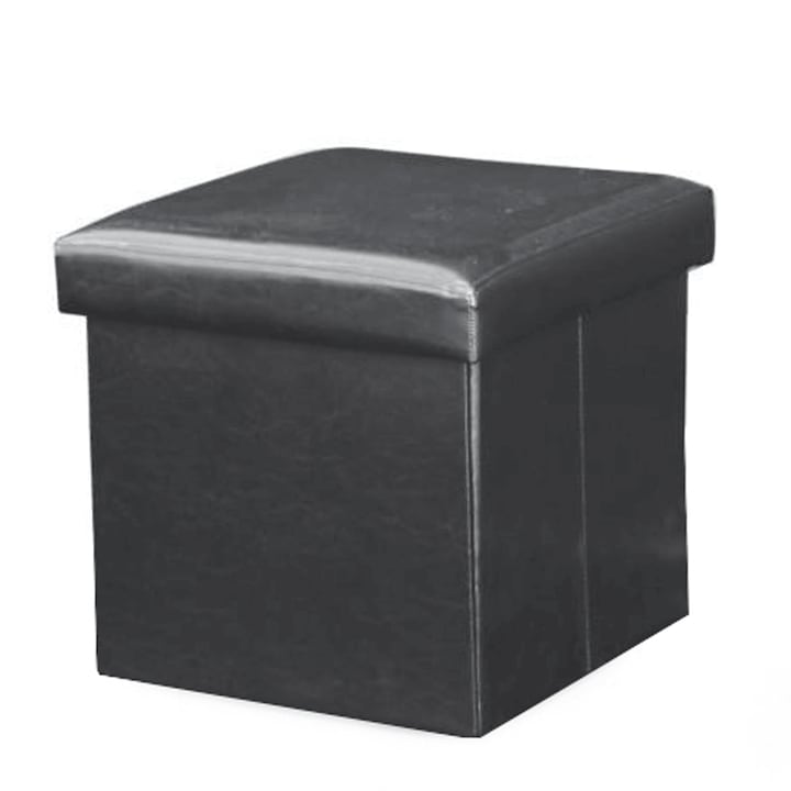 Taburet pliabil piele ecologica neagra Tela 40x40x37 cm