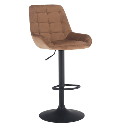 Scaun de bar tapiterie velur maro Chiro 54x57x116 cm