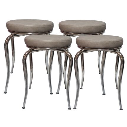 Set 4 Taburete Suprapozabile Sarp Capucino Picioare Crom 48x35cm
