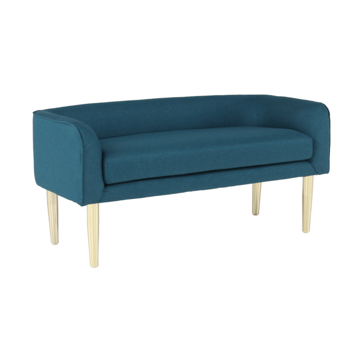 Banca cu tapiterie textil albastru si picioare crom auriu HELNA 127x60x59 cm