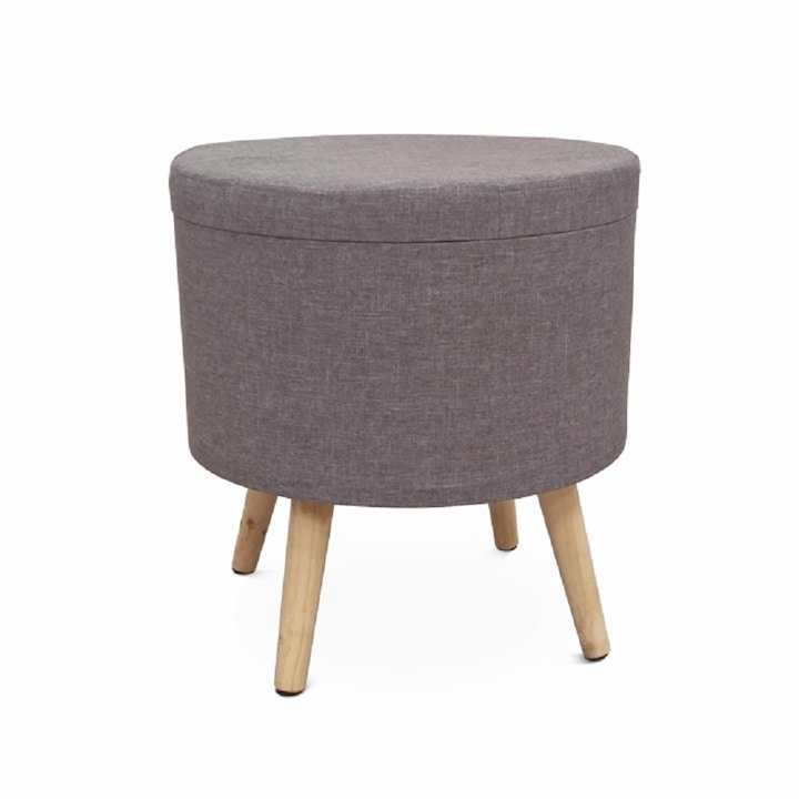 Taburet cu spatiu pentru depozitare material gri Samir 41x41x45 cm