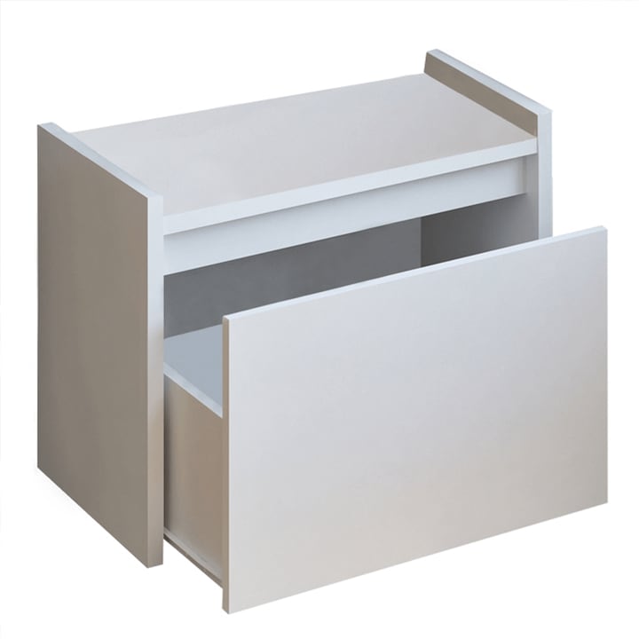 Banca cu spatiu de depozitare mdf alb Bergi 60x30x44.8 cm