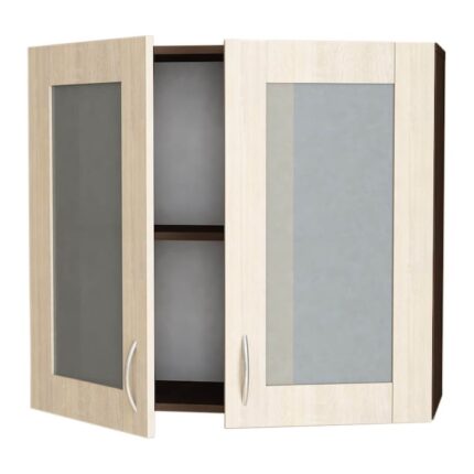 Corp superior de bucatarie Sani Modest cu Vitrina B-80x72 cm Wenge si Stejar sonoma
