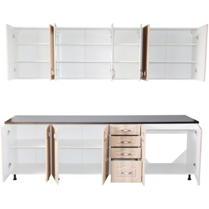 Bucatarie Zebra 260 cm din MDF Sonoma Mustata cu blat termoizolant maro