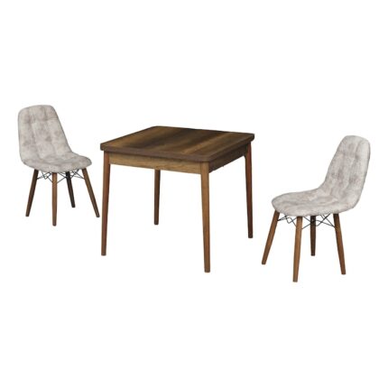 Set Masa 80 x 80 Palm Scaune 2 buc Crem HAMAN