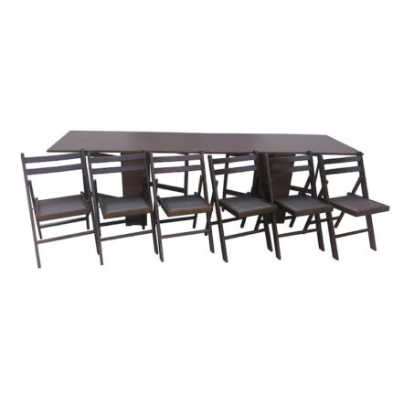 Set masa plianta Axon 12 persoane wenge cu 6 scaune pliante
