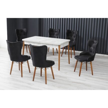 Set Masa Extensibila 80 x 170 Lux Lord Scaune 6 buc Negru HAMAN