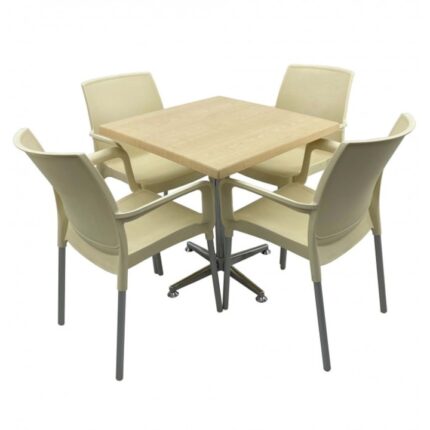 masa patrata 80x80cm Raki Maple blat werzali si picior cromat