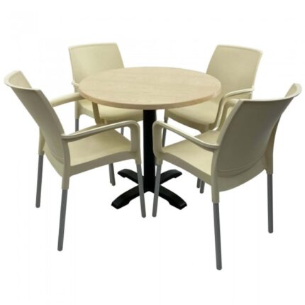 masa rotunda 80cm Raki Maple blat werzalit si baza metalica
