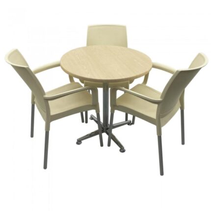 masa rotunda 70cm Raki Maple blat werzalit si picior cromat