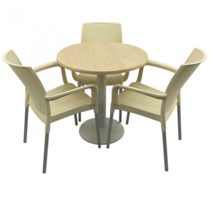 masa rotunda 70cm Raki Maple blat werzalit si baza metalica culoare alba